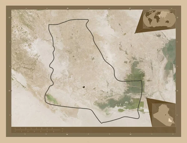 Dhi Qar Provinsen Irak Lågupplöst Satellitkarta Hjälpkartor För Hörnen — Stockfoto