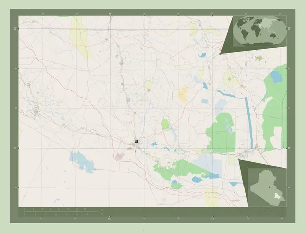 Кар Провінція Ірак Відкрита Карта Вулиць Кутові Допоміжні Карти Місцезнаходження — стокове фото