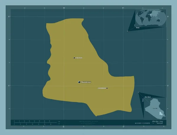 Dhi Qar Province Iraq Solid Color Shape Locations Names Major — Stock Photo, Image