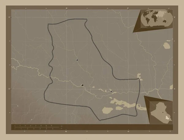 Кар Провінція Ірак Висота Карти Забарвлена Сепії Тонів Озерами Річками — стокове фото