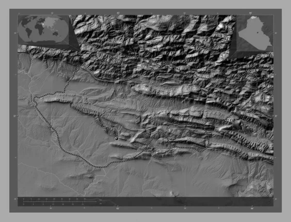 Dihok Provincia Dell Iraq Mappa Dell Elevazione Bilivello Con Laghi — Foto Stock