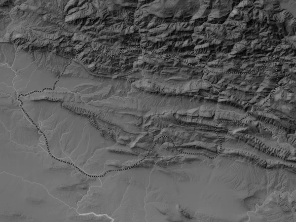 Dihok Επαρχία Του Ιράκ Υψόμετρο Γκρι Χάρτη Λίμνες Και Ποτάμια — Φωτογραφία Αρχείου