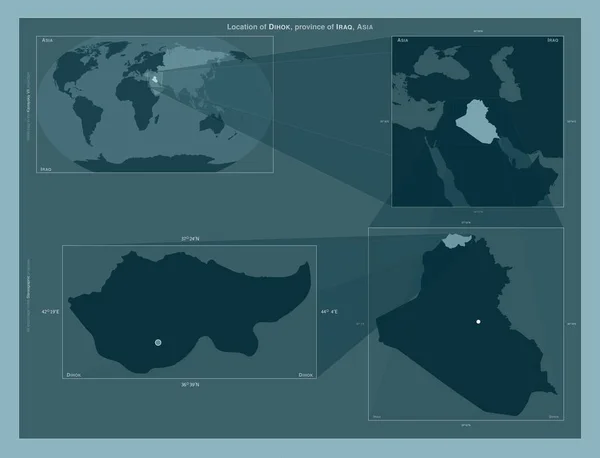 Dihok Província Iraque Diagrama Mostrando Localização Região Mapas Maior Escala — Fotografia de Stock