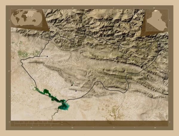 Dihok Provincia Iraq Mapa Satelital Baja Resolución Ubicaciones Las Principales — Foto de Stock