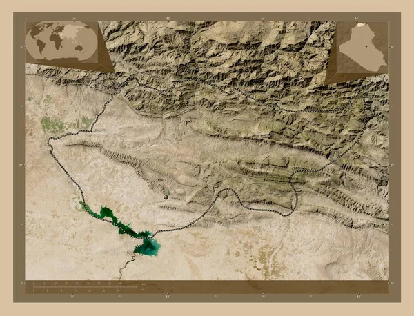 Dihok Provincia Iraq Mapa Satelital Baja Resolución Mapas Ubicación Auxiliares — Foto de Stock