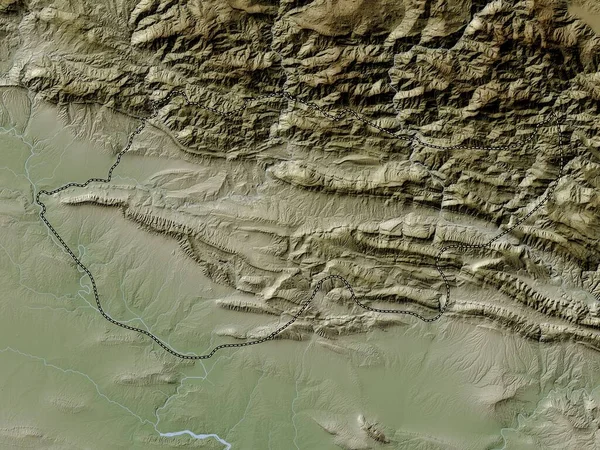 Dihok Provincia Iraq Mapa Elevación Coloreado Estilo Wiki Con Lagos — Foto de Stock