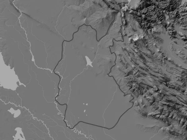 Diyala Province Iraq Bilevel Elevation Map Lakes Rivers — Stock Photo, Image