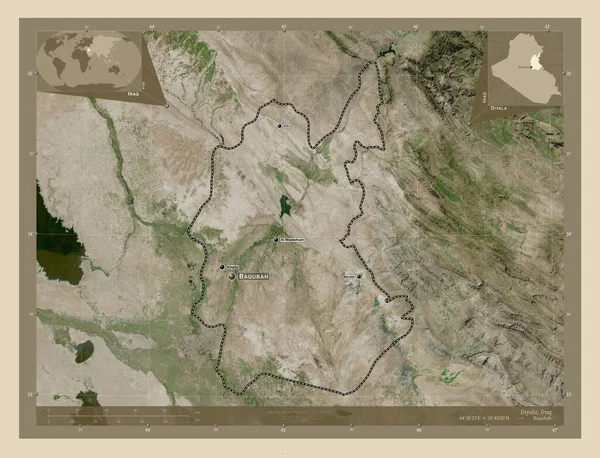 Diyala Província Iraque Mapa Satélite Alta Resolução Locais Nomes Das — Fotografia de Stock