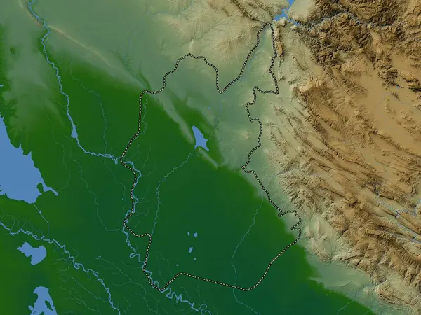 Diyala Província Iraque Mapa Elevação Colorido Com Lagos Rios — Fotografia de Stock