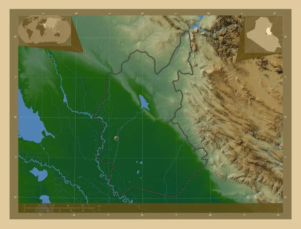 Diyala Província Iraque Mapa Elevação Colorido Com Lagos Rios Mapa — Fotografia de Stock
