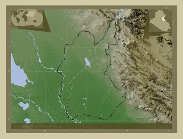 Diyala Provincia Iraq Mapa Elevación Coloreado Estilo Wiki Con Lagos — Foto de Stock