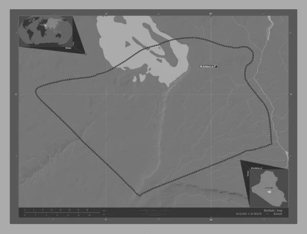 Karbala Provincia Dell Iraq Mappa Dell Elevazione Bilivello Con Laghi — Foto Stock