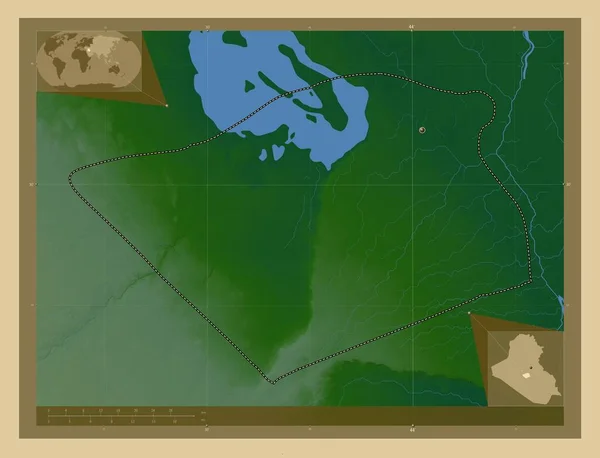 Karbala Provincie Irák Barevná Mapa Jezery Řekami Pomocné Mapy Polohy — Stock fotografie