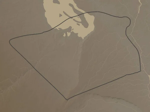 Karbala Provinsen Irak Höjdkarta Färgad Sepiatoner Med Sjöar Och Floder — Stockfoto