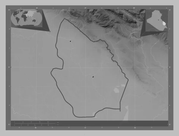 Майсан Провинция Ирак Карта Высот Оттенках Серого Озерами Реками Места — стоковое фото