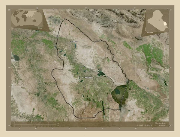 Maysan Provincia Iraq Mapa Satelital Alta Resolución Ubicaciones Nombres Las —  Fotos de Stock