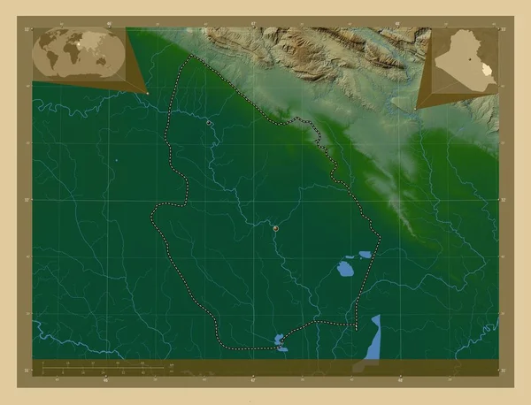 Майсан Провинция Ирак Цветная Карта Высоты Озерами Реками Места Расположения — стоковое фото