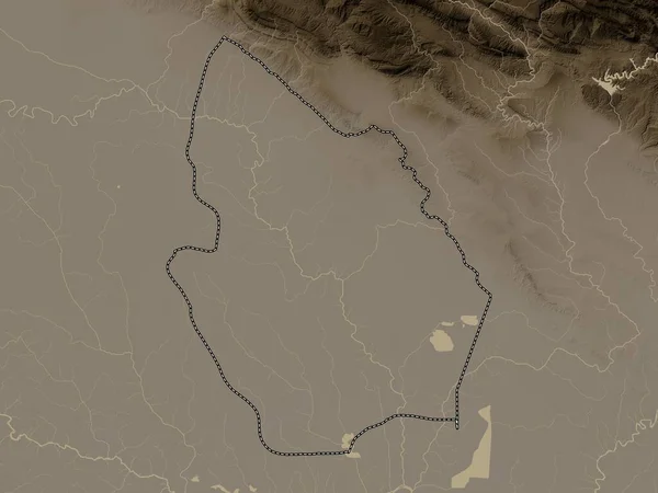 Maysan Provincia Iraq Mapa Elevación Coloreado Tonos Sepia Con Lagos —  Fotos de Stock