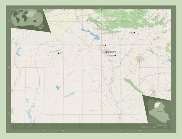 Ninawa Provincia Iraq Open Street Map Ubicaciones Nombres Las Principales —  Fotos de Stock