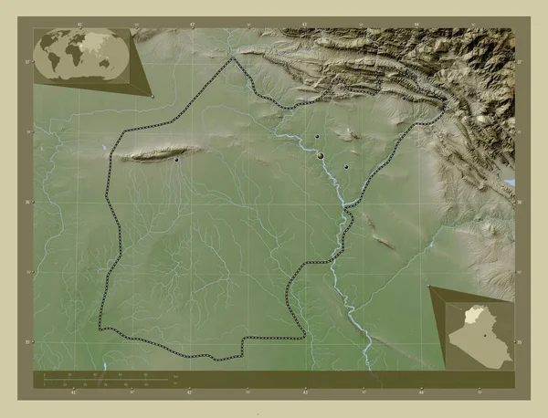 Ninawa Provincia Dell Iraq Mappa Elevazione Colorata Stile Wiki Con — Foto Stock