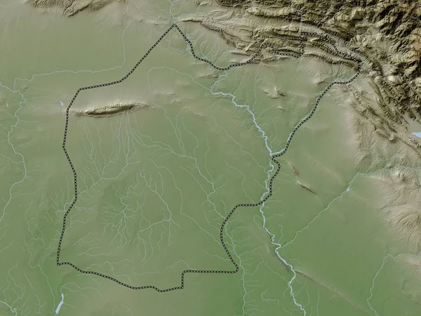 尼尼微 伊拉克省 带有湖泊和河流的Wiki风格的高程图 — 图库照片