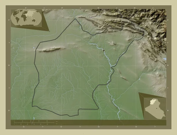 Ninawa Provincia Iraq Mapa Elevación Coloreado Estilo Wiki Con Lagos —  Fotos de Stock