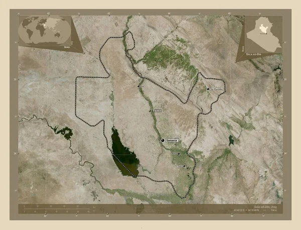 Sala Din Provincia Iraq Mapa Satelital Alta Resolución Ubicaciones Nombres — Foto de Stock