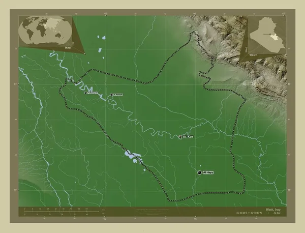 Wasit Provincia Dell Iraq Mappa Elevazione Colorata Stile Wiki Con — Foto Stock