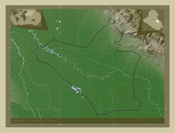 Wasit Province Iraq Elevation Map Colored Wiki Style Lakes Rivers — Stock Photo, Image