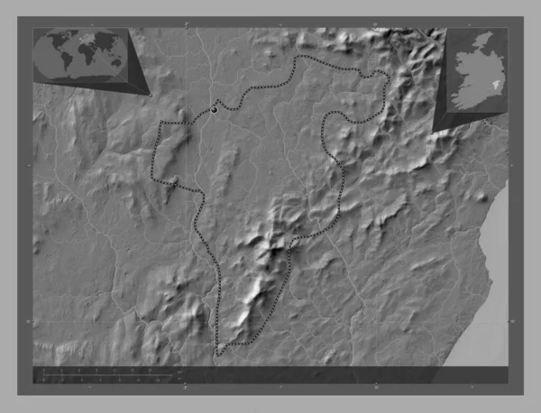Carlow Condado Irlanda Mapa Elevación Bilevel Con Lagos Ríos Mapas — Foto de Stock