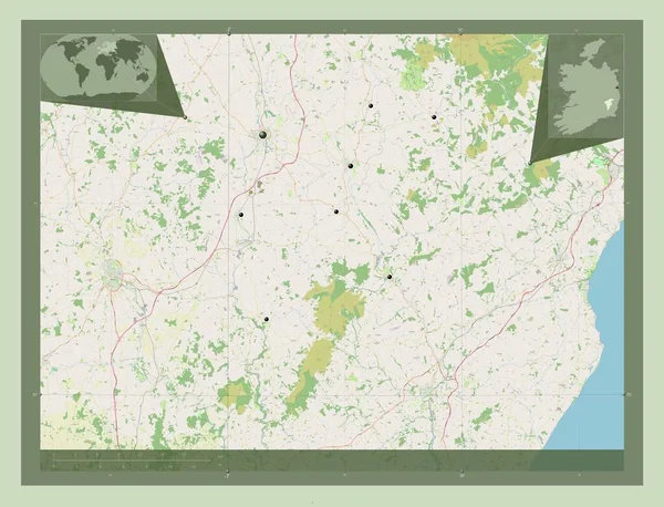 Carlow Contea Irlanda Mappa Stradale Aperta Località Delle Principali Città — Foto Stock