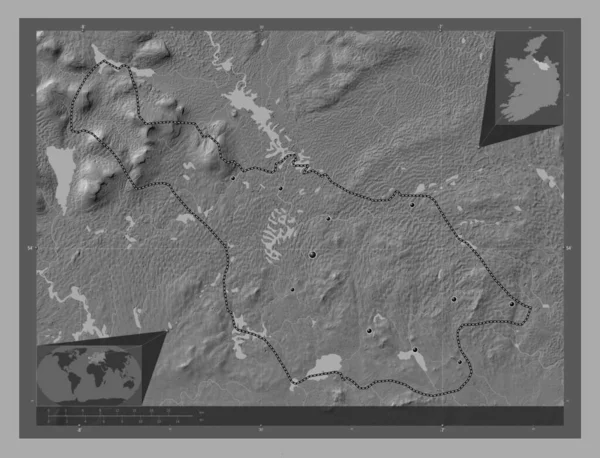 Cavan Hrabství Irsko Mapa Nadmořské Výšky Jezery Řekami Umístění Velkých — Stock fotografie