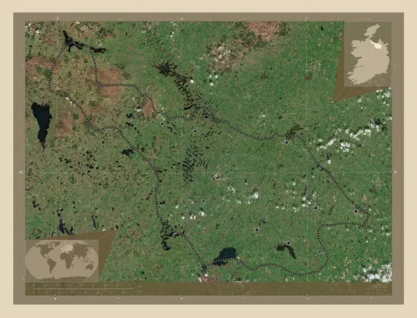 Cavan Hrabstwo Irlandii Mapa Satelity Wysokiej Rozdzielczości Lokalizacje Dużych Miast — Zdjęcie stockowe