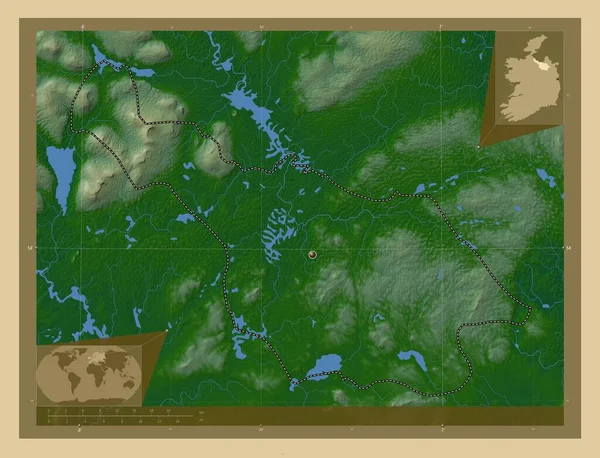 Cavan Condado Irlanda Mapa Elevación Colores Con Lagos Ríos Mapas —  Fotos de Stock