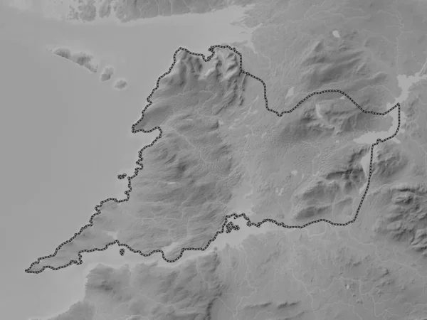 Clare County Ireland Grayscale Elevation Map Lakes Rivers — Stock Photo, Image