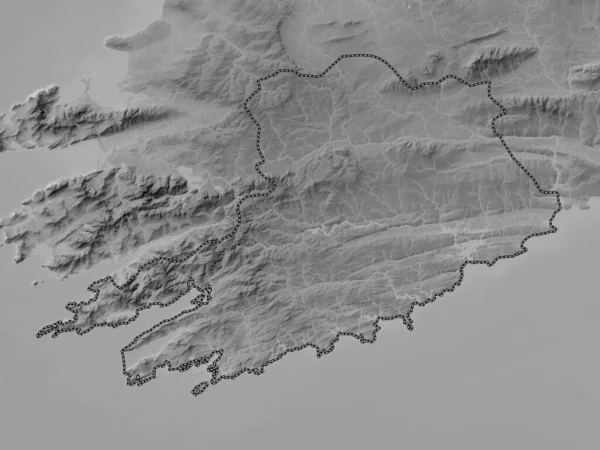 アイルランドのコルク郡 湖や川とグレースケール標高マップ — ストック写真