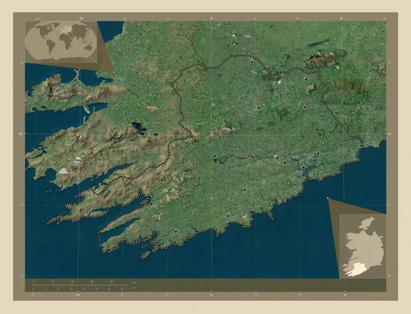 Cork Graafschap Ierland Satellietkaart Met Hoge Resolutie Locaties Van Grote — Stockfoto