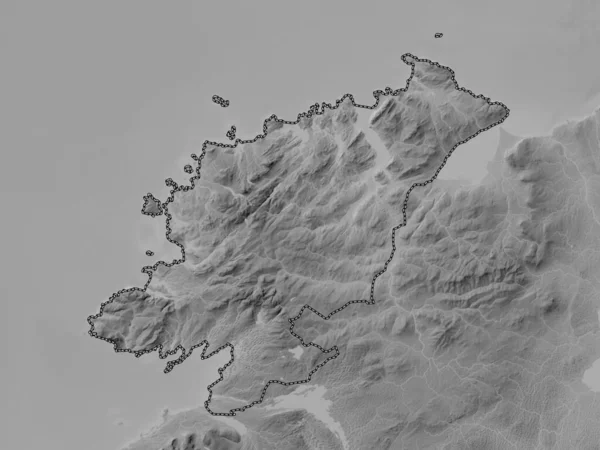 Donegal Condado Irlanda Mapa Elevação Escala Cinza Com Lagos Rios — Fotografia de Stock