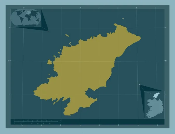 Donegal Condado Irlanda Forma Cor Sólida Mapa Localização Auxiliar Canto — Fotografia de Stock