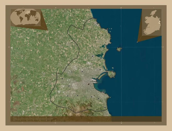 Dublín Condado Irlanda Mapa Satelital Baja Resolución Ubicaciones Las Principales — Foto de Stock
