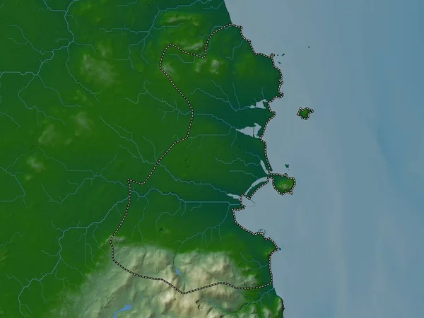 ダブリン アイルランドの郡 湖や川と色の標高マップ — ストック写真