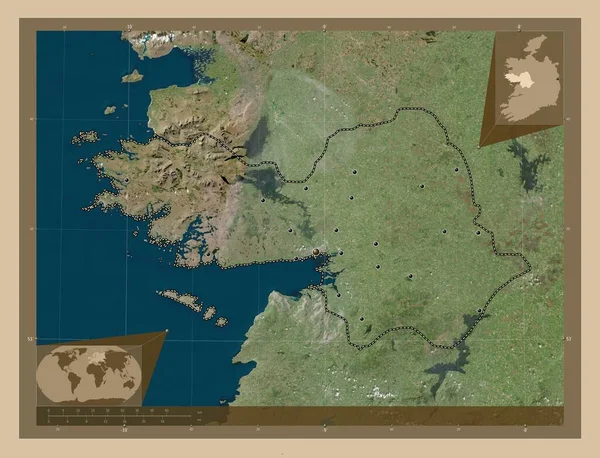 Galway Írország Megye Kis Felbontású Műholdas Térkép Régió Nagyvárosainak Elhelyezkedése — Stock Fotó