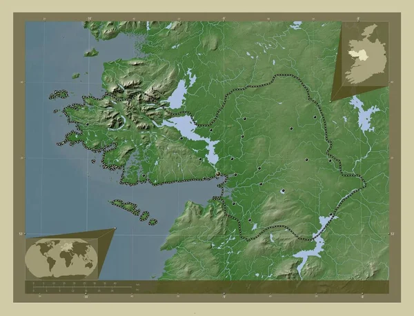 Galway Hrabstwo Irlandii Mapa Wzniesień Kolorowa Stylu Wiki Jeziorami Rzekami — Zdjęcie stockowe