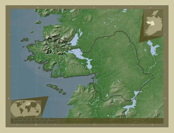 Galway County Ireland Elevation Map Colored Wiki Style Lakes Rivers — Stock Photo, Image