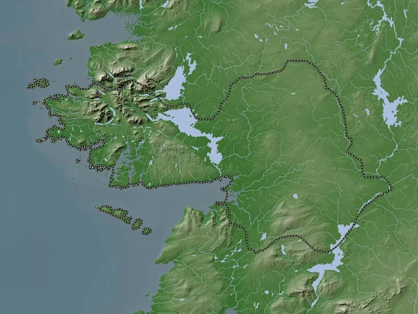 Galway County Ireland Elevation Map Colored Wiki Style Lakes Rivers — Stock Photo, Image