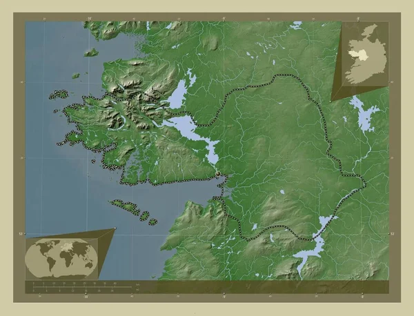 Голуэй Графство Ирландия Карта Высоты Окрашенная Вики Стиле Озерами Реками — стоковое фото