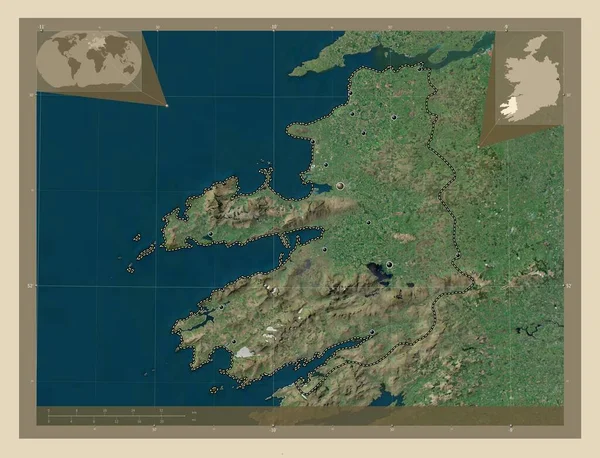 Kerry Κομητεία Της Ιρλανδίας Υψηλής Ανάλυσης Δορυφορικός Χάρτης Τοποθεσίες Μεγάλων — Φωτογραφία Αρχείου