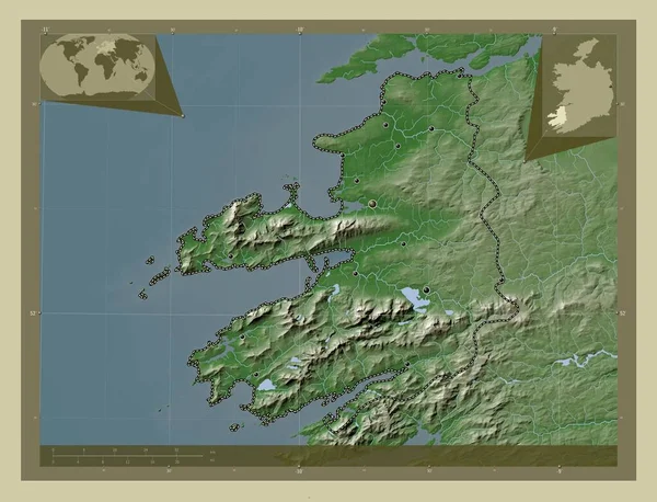 Kerry Κομητεία Της Ιρλανδίας Υψόμετρο Χάρτη Χρωματισμένο Στυλ Wiki Λίμνες — Φωτογραφία Αρχείου