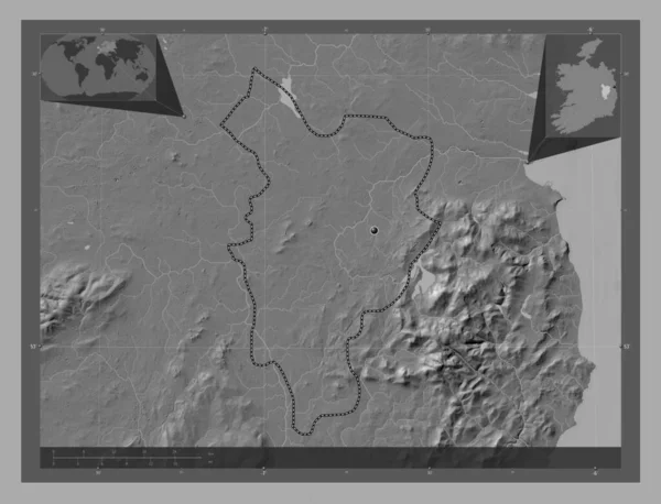 Kildare Κομητεία Της Ιρλανδίας Bilevel Υψομετρικός Χάρτης Λίμνες Και Ποτάμια — Φωτογραφία Αρχείου