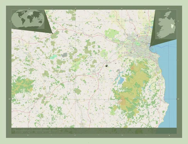Kildare Condado Irlanda Abrir Mapa Rua Mapa Localização Auxiliar Canto — Fotografia de Stock